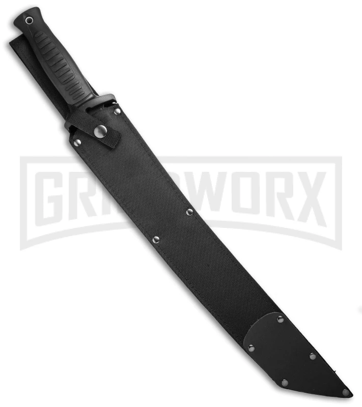 United Cutlery Jungle Tanto Machete Fixed Blade Knife - Black Plain 2 United Cutlery Jungle Tanto Machete Fixed Blade Knife - Black Plain - Image 2