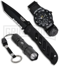 UZI Special Forces Flashlight Watch And Folding Knife Set
